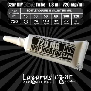 無味ニコチンリキッド,  Czar Nicotine  チューブ - ブラック 720mg, 20 チューブ パック (1.8ml/tube)