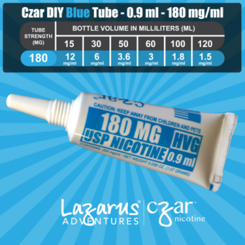 無味ニコチンリキッド,  Czar Nicotine  チューブ - ブルー 180mg, 20 チューブ パック (0.9ml/tube)