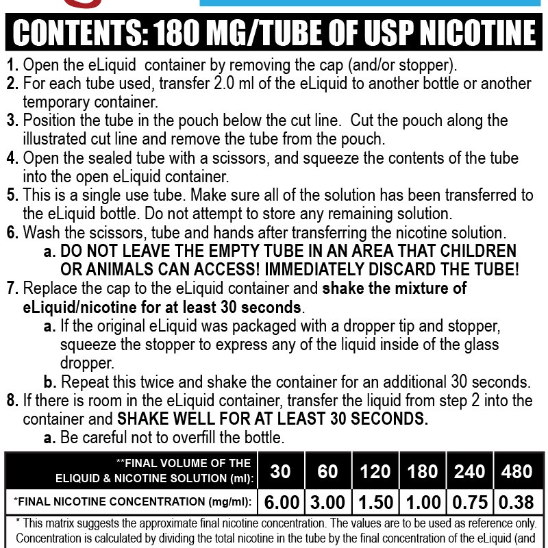 無味ニコチンリキッド,  Czar Nicotine  チューブ - ブルー 180mg, 5 チューブ パック (0.9ml/tube)