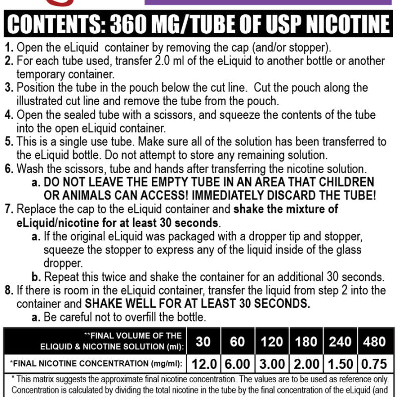 無味ニコチンリキッド,  Czar Nicotine  チューブ - パープル 360mg, 5 チューブ パック (0.9ml/tube)