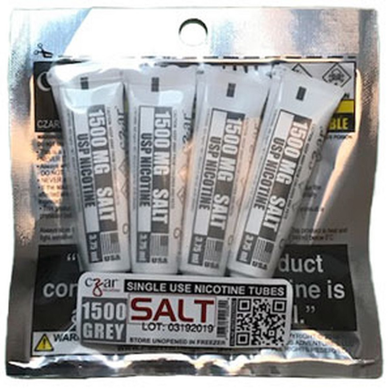 無味ニコチンSALTリキッド,  Czar Nicotine  チューブ - グレイ SALT 1500mg, 20 チューブ パック  (3.75ml/tube)