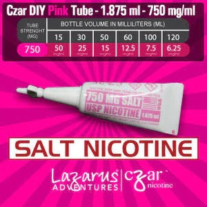 無味ニコチンSALTリキッド,  Czar Nicotine  チューブ - ピンク SALT 750mg, 20 チューブ パック (1.875ml/tube)